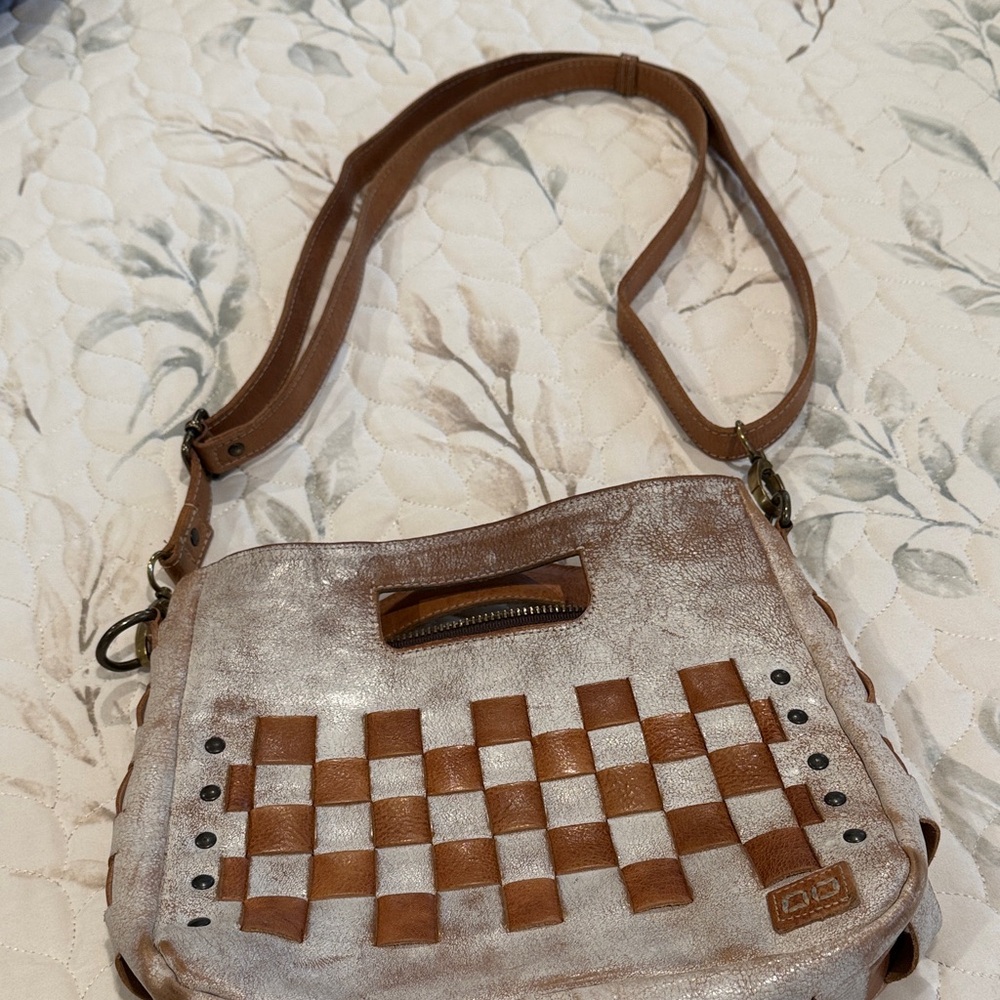 Bed Stu Brown and White Crossbody Bag